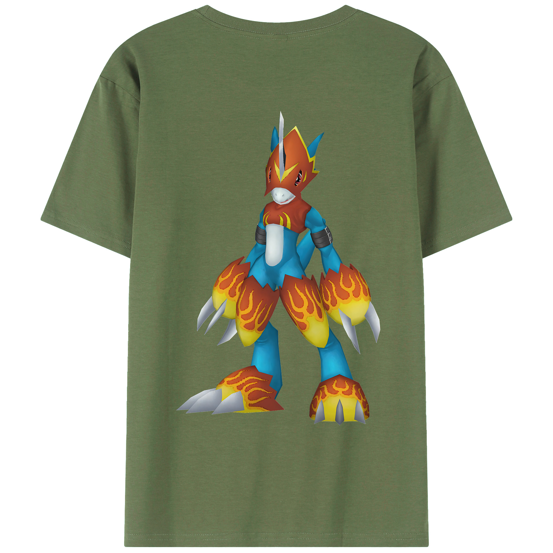 （画像用） Digimon デジタルモンスター/デジモン 綿100％ メンズ半袖Tシャツ（バックプリント） 通気性